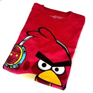 Red Angry Birds & Headphones T-Shirt